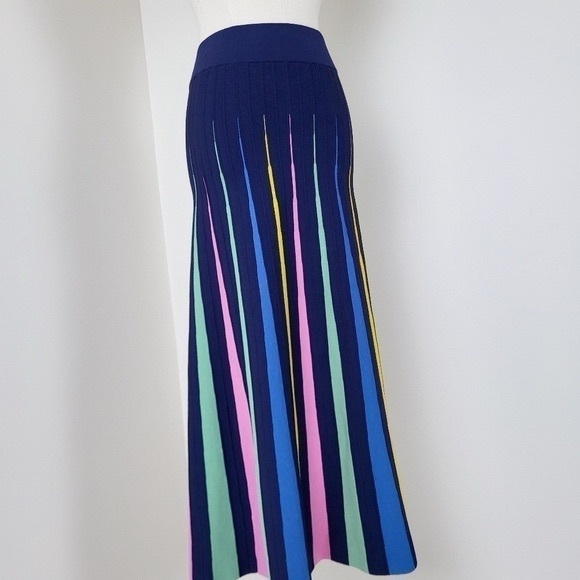 Anthropologie Maeve rainbow pleated contrast skirt aline full circle - Picture 7 of 11